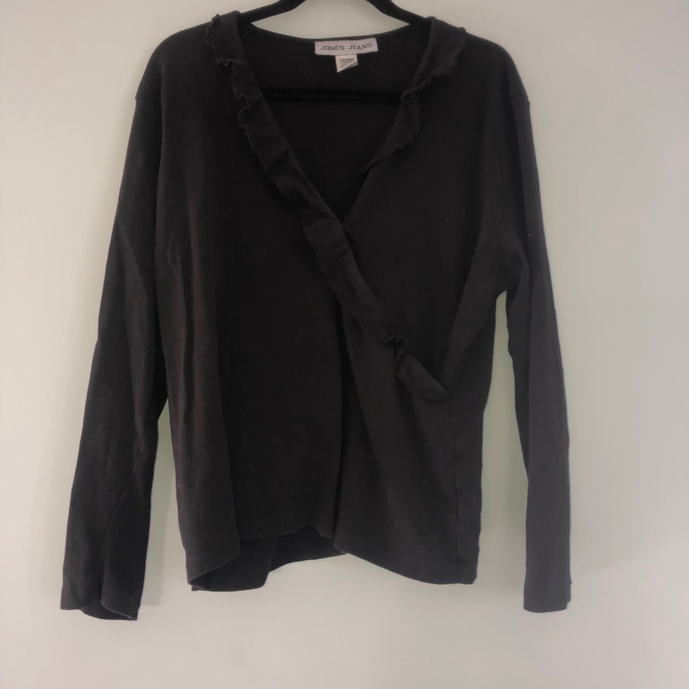 Jones Jeans 2x black long sleeve ruffle